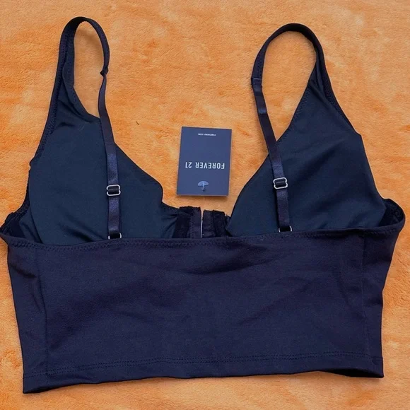 FOREVER 21 black hook and eye corset top NWT - Picture 3 of 5